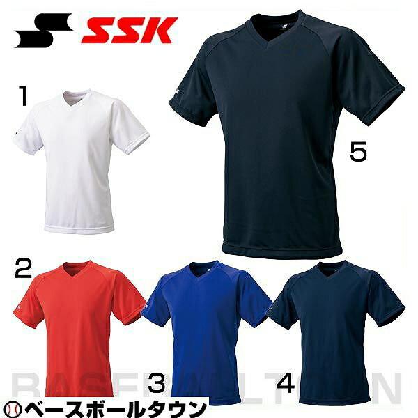 野球 Tシャツ メンズ SSK Vネック おしゃれ かっこいい ベースボールシャツ 吸汗速乾 日本製...