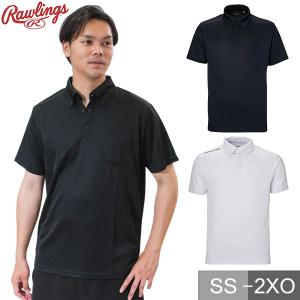 野球 ポロシャツ メンズ 半袖 ローリングス Rawlings 白 黒 紺 スポーツ おしゃれ かっこいい ボタンダウン AST14S09