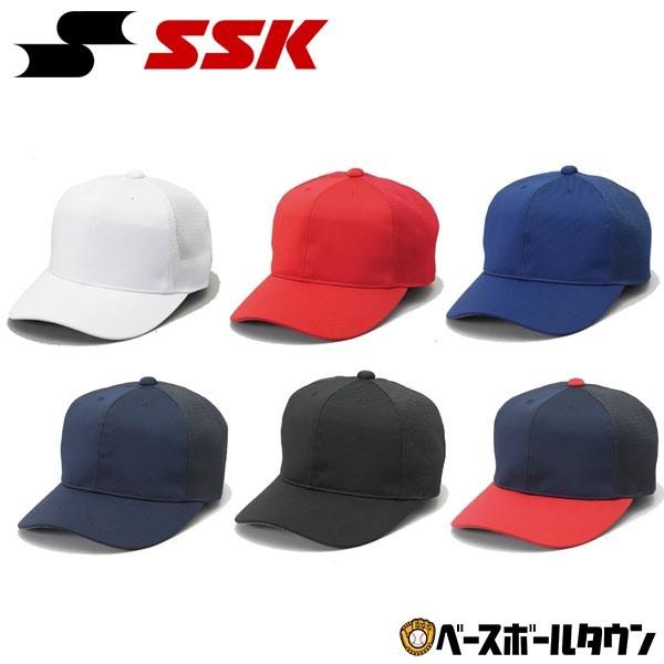 野球 帽子 白 黒 紺 青 赤 SSK 角ツバ 半メッシュ メンズ 練習帽 キャップ 六方 BC07...