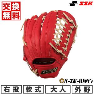 ミズノ製グラブ袋おまけ 交換無料 野球 グローブ 軟式 大人 右投げ SSK スーパーソフト 外野手用 サイズ7S限定 SG117523F 型付け可能(G)｜bbtown