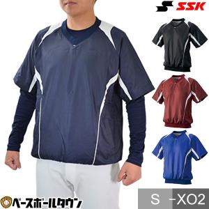 SSK 野球 プレジャン Vネック半袖 裏メッシュ ネイビー×ホワイト