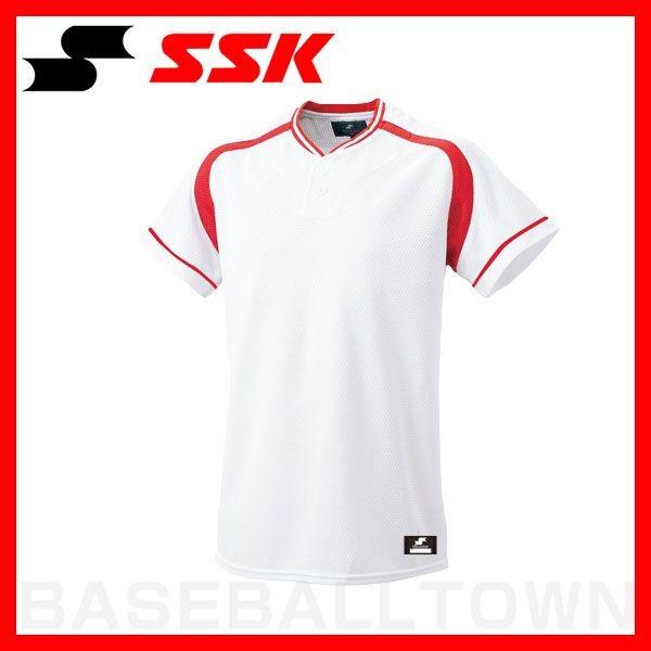 SSK 2ボタンプレゲームシャツ ホワイト×レッド BW2200-1020メンズ