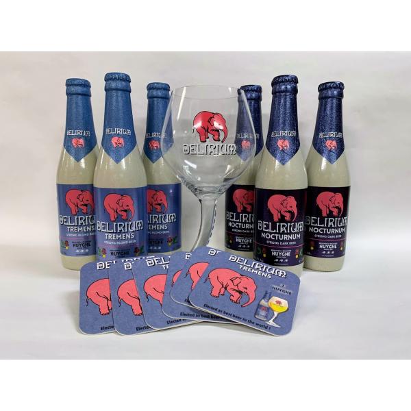 ピンクの象のデリリュウム２種類と専用グラス＆コースター付きセット