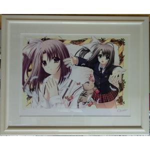 西又葵 NARU 版画 シリアルナンバー付き 約77×61cm 美少女 イラスト 絵画 フレーム付き