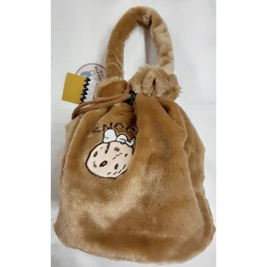 ボア手提げバッグ スヌーピー ブラウン 茶 タグ付き 袋なし