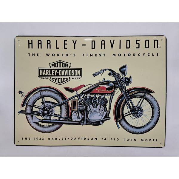 ブリキ看板 1933 ハーレーダビッドソン 74ビッグツインモデル アメリカン雑貨 約31cm×43...
