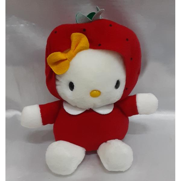 イチゴの着ぐるみ着た ハローキティ イエローリボン ぬいぐるみ 1999年 赤 いちごフード 苺 サ...