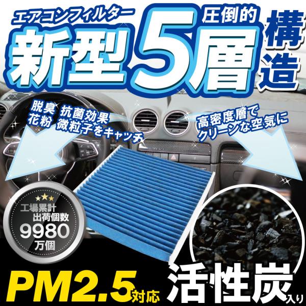 エアコンフィルター 車 ノア CBA-AZR60G 最強特殊5層 トヨタ ブルー