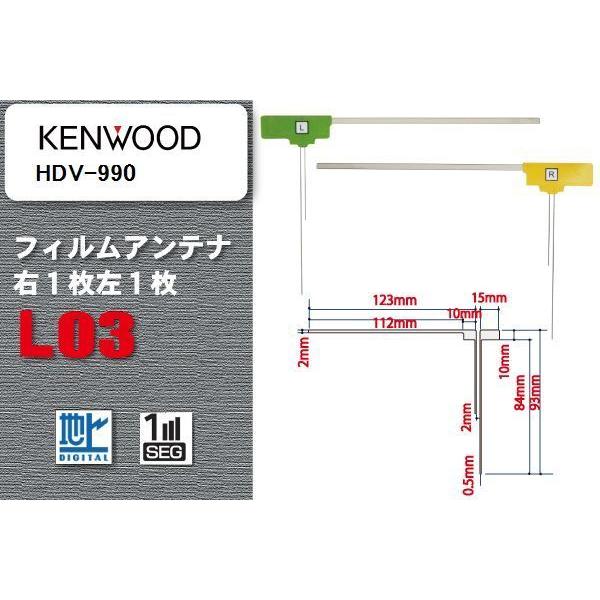 地デジ ケンウッド KENWOOD 用 フィルムアンテナ HDV-990  対応 ワンセグ フルセグ...