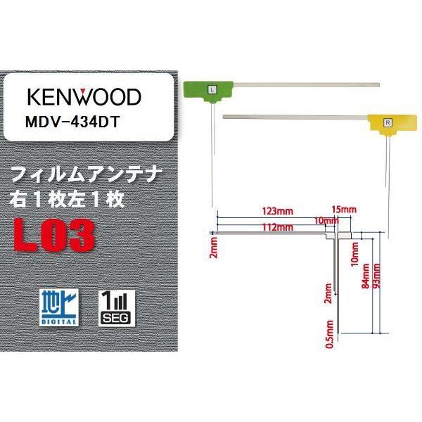 地デジ ケンウッド KENWOOD 用 フィルムアンテナ MDV-434DT  対応 ワンセグ フル...