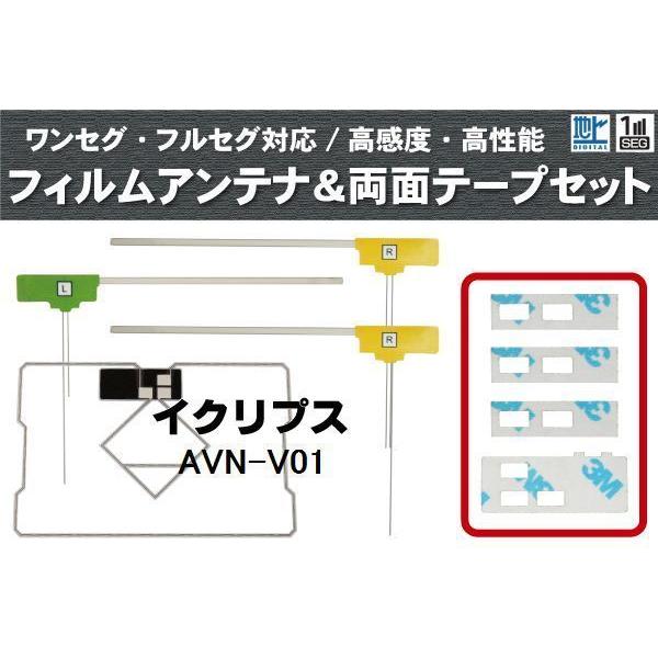 フィルムアンテナ GPS一体型アンテナ 4枚 地デジ イクリプス 用 両面テープ 3M 強力 4枚 ...