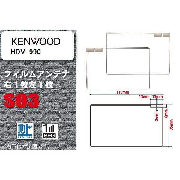 地デジ ケンウッド KENWOOD 用 スクエア型 フィルムアンテナ HDV-990 対応 ワンセグ...