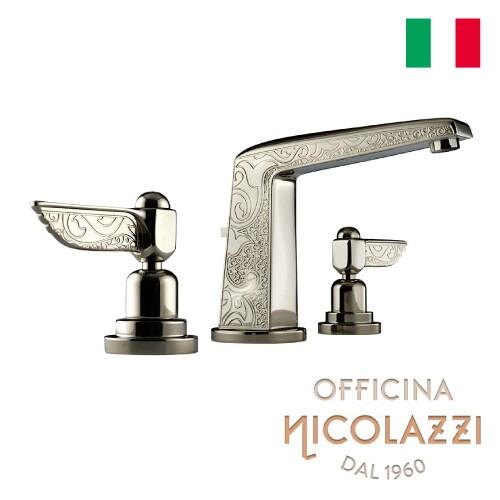 洗面水栓 蛇口 交換 混合水栓 イタリア製 三つ穴用 8インチ 奥行15.4×吐水口高13.7cm ...