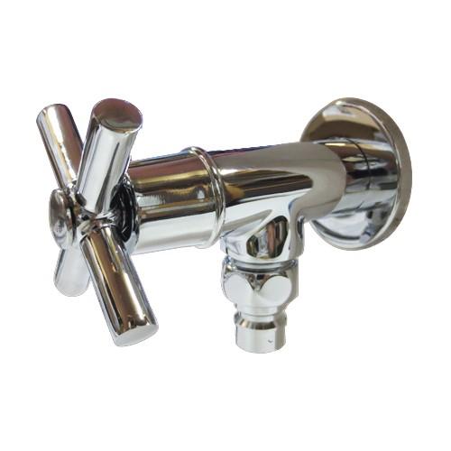 止水栓 洗濯機用 壁給水タイプ おしゃれ リフォーム 交換 クロスハンドル シルバー（銀） INK-...