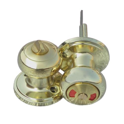 アウトレット【キズ、塗装ムラがあるため】 ドアノブ 内鍵付き 表示錠 アンティーク風 ゴールド(金)...