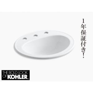 洗面ボウル 埋め込み おしゃれ 大きい  リフォーム 陶器製 オーバル 3穴 コーラー ペニントン ...