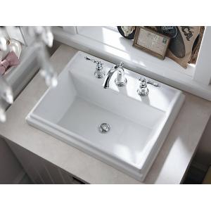 洗面ボウル 埋め込み型 おしゃれ 陶器製 大きい  リフォーム 3穴 改装 DIY コーラー KOHLER トレシャム Tresham 幅55.4cm K-2991-8-0 代引決済不可 化粧台