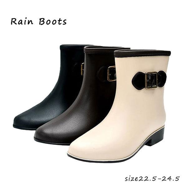レインブーツ ブーツ レディース 完全防水 美脚 ショート ヒール ラバーブーツ 人気 通勤 おしゃ...