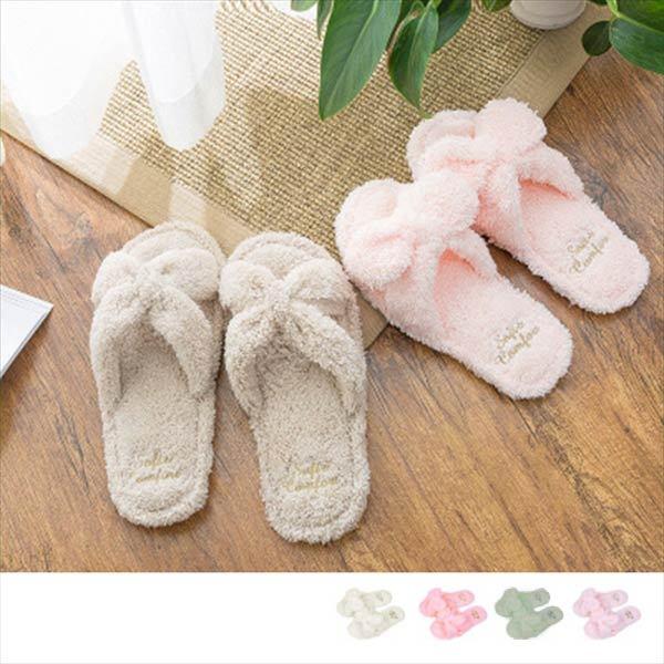 スリッパ 室内 もこもこ あったか ふわふわ ルームシューズ レディース リボン かわいい おしゃれ