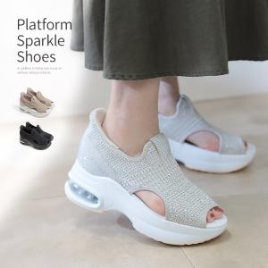 スニーカー 手を使わず履ける サンダル ラインストーン スポサン 9220