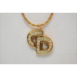 クリスチャンディオール Christian Dior CD ロゴ ネックレス ペンダント ゴールド ...