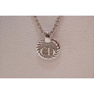 美品 クリスチャンディオール Christian Dior CD ロゴ ネックレス ペンダント シル...