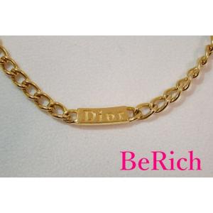 クリスチャン ディオール Christian Dior ロゴ プレート ネックレス ペンダント ゴー...