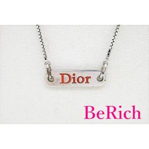 クリスチャン ディオール Christian Dior ロゴ プレート ネックレス ペンダント シル...