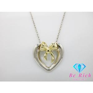 ティファニー TIFFANY ＆ Co. 925 Au 750 リボン ハート ネックレス ペンダン...