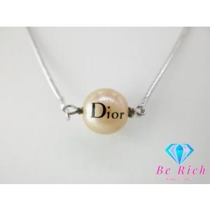 クリスチャン ディオール Christian Dior フェイクパール 付 ロゴ モチーフ ネックレ...
