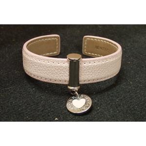 ブルガリ レザー バングル ブレスレット 白 ハートチャーム付き BVLGARI 【中古】 ba39...