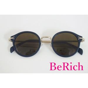 美品 セリーヌ CELINE サングラス CL41082/S ネイビー ゴールド ブラウン ラウンド...