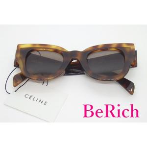 美品 セリーヌ CELINE サングラス CL41446/S べっ甲 ブラウン ロゴ ウェリントン ...