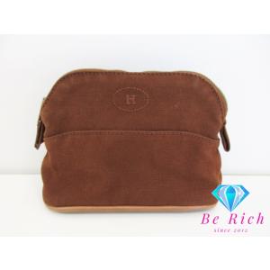 エルメス HERMES ボリード ポーチ ミニミニ 茶 ブラウン キャンバス 小物入れ アクセサリー...