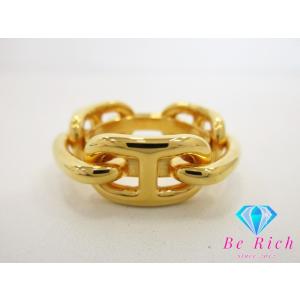 エルメス HERMES シェーヌ ダンクル スカーフ リング 留め ゴールド GP メッキ ロゴ 小...