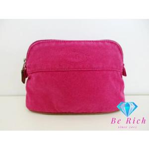 エルメス HERMES ボリード ポーチ 20 PM ピンク キャンバス レザー ロゴ 小物入れ ア...