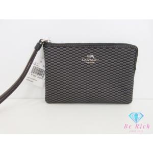 コーチ COACH ジャガード リストレット ポーチ F13311 ナイロン レザー コーナー ジッ...