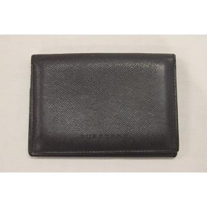 バーバリー チェック柄 カードケース ブラック レザー BURBERRY 【中古】bc551