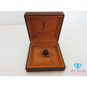 イヴ サンローラン YVES SAINT LAURENT YSL ロゴ カフス タイタック ネクタイピン シルバー ブラック タイピン 【中古】 bh2662