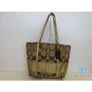 コーチ COACH トートバッグ 11098 シグネチャー ストライプ カーキ ゴールド キャンバス...