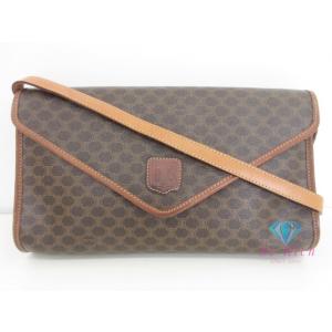 セリーヌ CELINE ショルダーバッグ マカダム ブラウン 茶 ロゴ ブラゾン PVC レザー ポ...