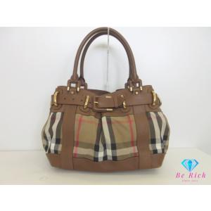 バーバリー BURBERRY トートバッグ ハンドバッグ 茶 マルチカラー ノバ チェック キャンバ...