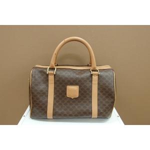セリーヌ CELINE ハンドバッグ ボストンバッグ マカダム柄 ブラウン レザー 【中古】 bk1...
