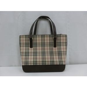 バーバリー ハンドバッグ ノバチェック柄 トートバッグ キャンバス/レザー BURBERRY 【中古...
