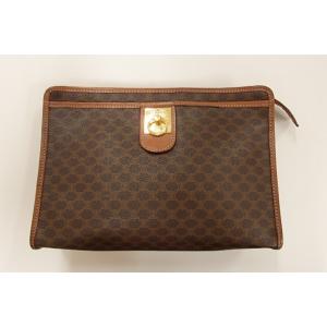 セリーヌ セカンドバッグ クラッチバッグ ポーチ マカダム レザー CELINE 茶 【中古】 bk...