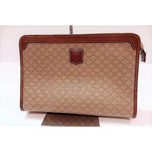 セリーヌ CELINE セカンドバッグ M06 マカダム ベージュ ブラウン 茶 PVC レザー ロ...