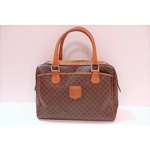 セリーヌ CELINE ハンドバッグ MC 96 マカダム ブラウン 茶 PVC レザー ロゴ ボス...