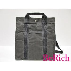 美品 エルメス HERMES エール ライン アド MM リュックサック バックパック グレー ナイ...