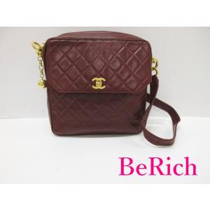 シャネル CHANEL マトラッセ チェーン ショルダーバッグ ラム スキン ボルドー ワイン レッ...