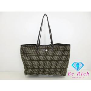 フェンディ FENDI トートバッグ 8BH127 ズッキーノ ブラウン キャンバス レザー ズッカ...